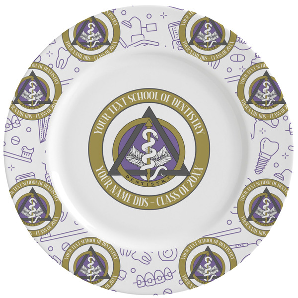 Custom Dental Insignia / Emblem Ceramic Dinner Plates - Set of 4 (Personalized)