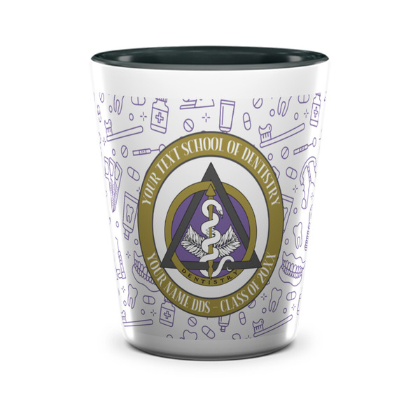 Custom Dental Insignia / Emblem Ceramic Shot Glasses - 1.5 oz - Two Tone - Set of 4 (Personalized)