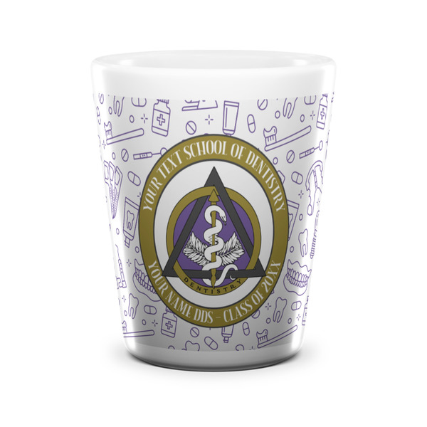 Custom Dental Insignia / Emblem Ceramic Shot Glass - 1.5 oz - White - Single (Personalized)