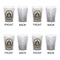 Dental Insignia / Emblem Ceramic Shot Glass - White - Set of 4 - Front & Back