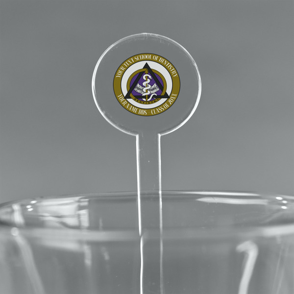 Custom Dental Insignia / Emblem 7" Round Plastic Stir Sticks - Clear (Personalized)