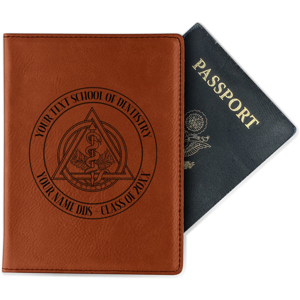 Custom Dental Insignia / Emblem Passport Holder - Faux Leather - Double-Sided (Personalized)