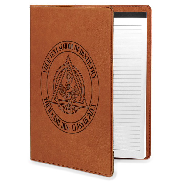 Custom Dental Insignia / Emblem Leatherette Portfolio with Notepad - Large - Double-Sided (Personalized)