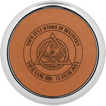 Dental Insignia / Emblem Leatherette Round Coaster w/ Silver Edge - Single (Personalized)