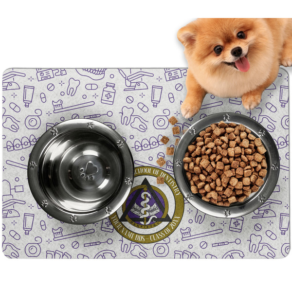 Custom Dental Insignia / Emblem Dog Food Mat - Small (Personalized)