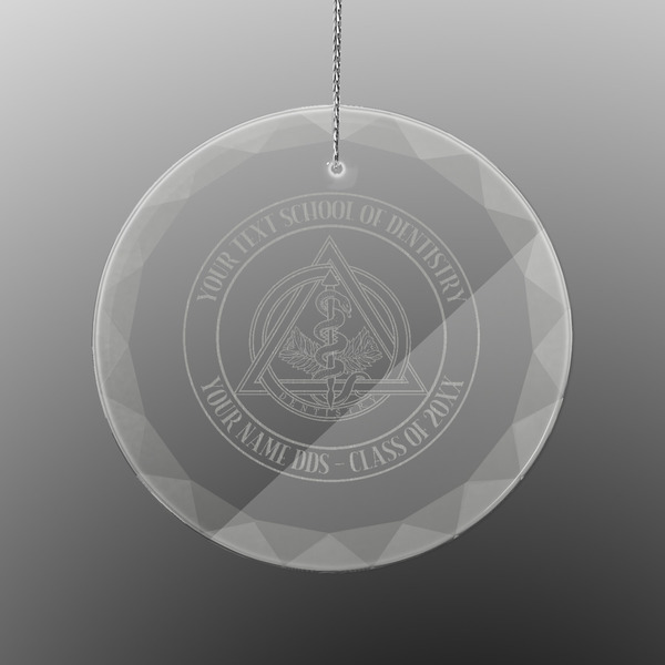 Custom Dental Insignia / Emblem Engraved Glass Ornament - Round (Personalized)