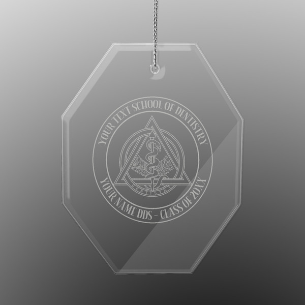 Custom Dental Insignia / Emblem Engraved Glass Ornament - Octagon (Personalized)