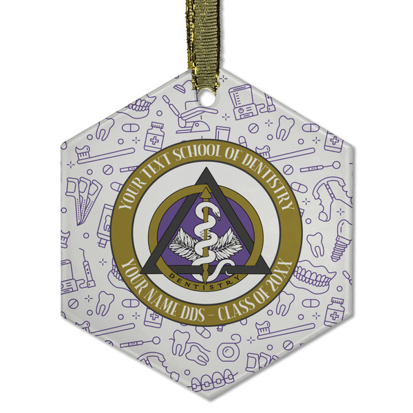 Custom Dental Insignia / Emblem Flat Glass Ornament - Hexagon (Personalized)