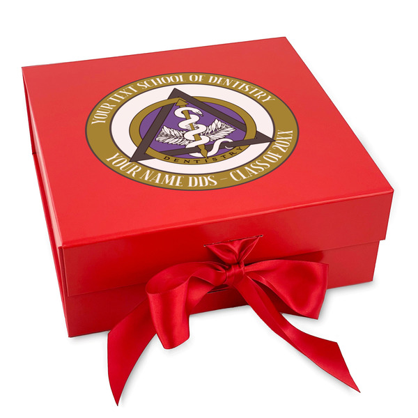 Custom Dental Insignia / Emblem Gift Box with Magnetic Lid - Red (Personalized)