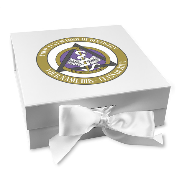 Custom Dental Insignia / Emblem Gift Box with Magnetic Lid - White (Personalized)