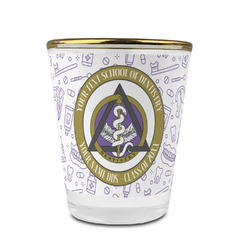 Dental Insignia / Emblem Glass Shot Glass - 1.5 oz - with Gold Rim - Single (Personalized)