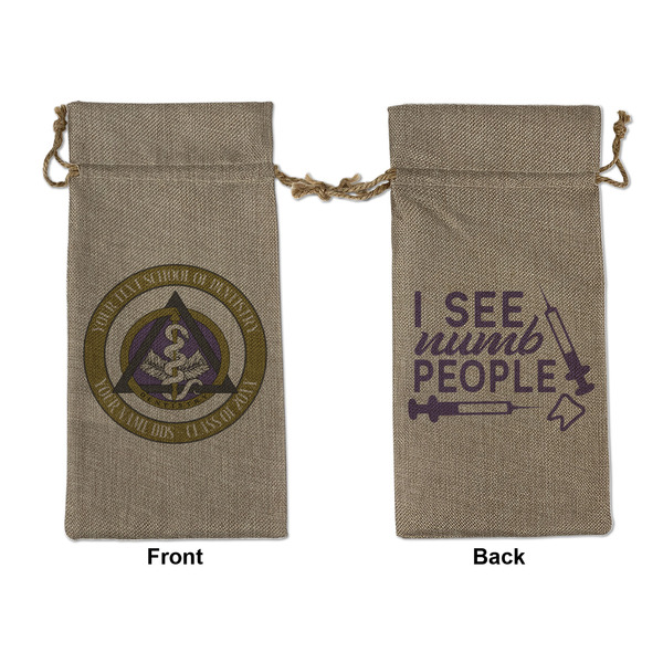 Custom Dental Insignia / Emblem Burlap Gift Bag - Large - Double-Sided (Personalized)