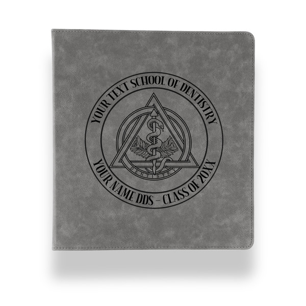 Custom Dental Insignia / Emblem Leather Binder - 1" - Grey (Personalized)