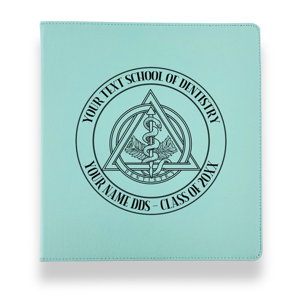 Custom Dental Insignia / Emblem Leather Binder - 1" - Teal (Personalized)