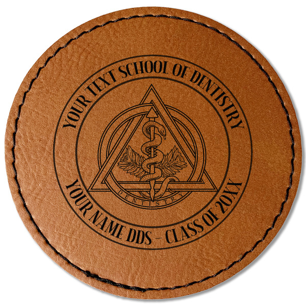 Custom Dental Insignia / Emblem Faux Leather Iron On Patch - Round (Personalized)