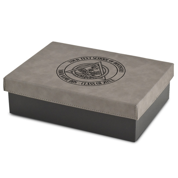 Custom Dental Insignia / Emblem Gift Box w/ Engraved Leather Lid - Medium (Personalized)
