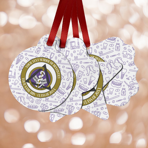 Custom Dental Insignia / Emblem Metal Ornaments - Double-Sided (Personalized)