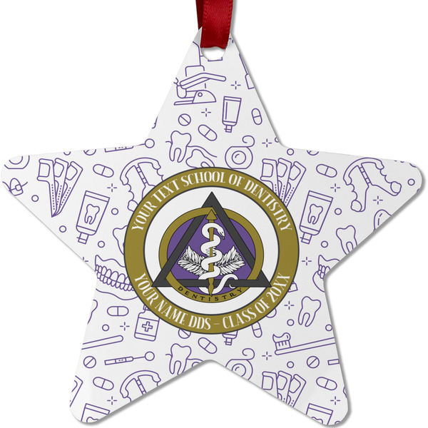 Custom Dental Insignia / Emblem Metal Star Ornament - Double-Sided (Personalized)