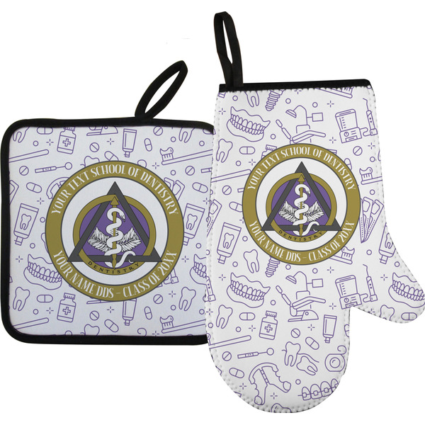 Custom Dental Insignia / Emblem Right Oven Mitt & Pot Holder Set (Personalized)