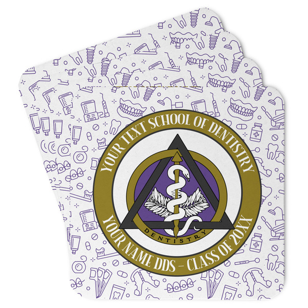 Custom Dental Insignia / Emblem Square Paper Coasters (Personalized)