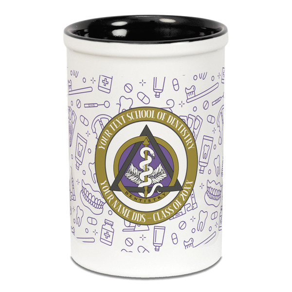 Custom Dental Insignia / Emblem Ceramic Pencil Holders - Black