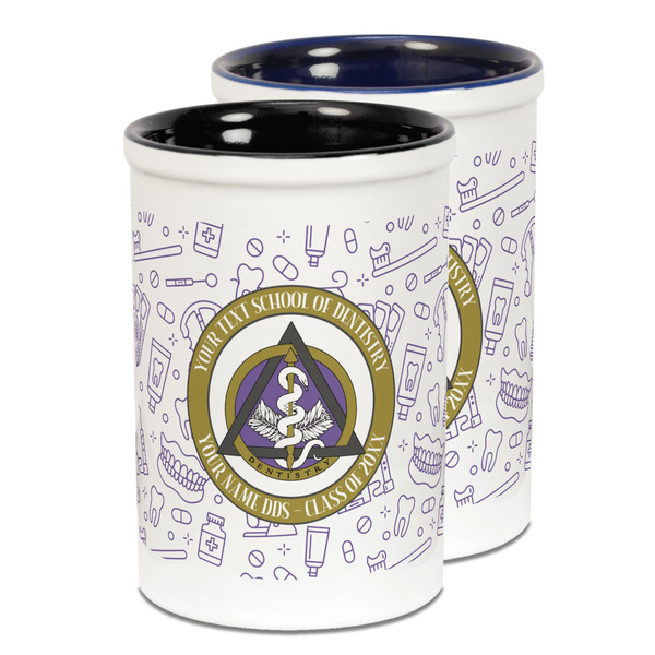 Custom Dental Insignia / Emblem Ceramic Pencil Holder - Large