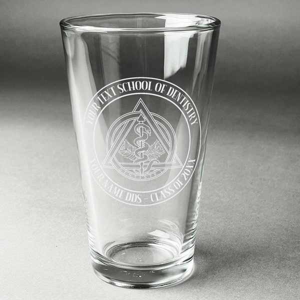 Custom Dental Insignia / Emblem Pint Glass - Laser Engraved - Single (Personalized)