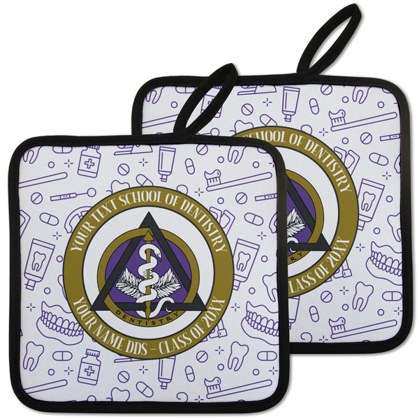 Custom Dental Insignia / Emblem Pot Holders - Set of 2 (Personalized)