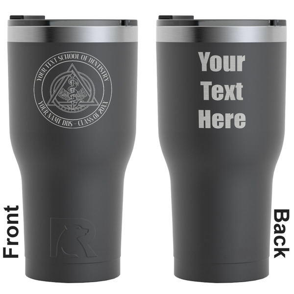 Custom Dental Insignia / Emblem RTIC Tumbler - Black - Laser Engraved - Double-Sided (Personalized)