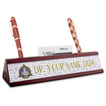 Dental Insignia / Emblem Red Mahogany Nameplate with Business Card Holder (Personalized)