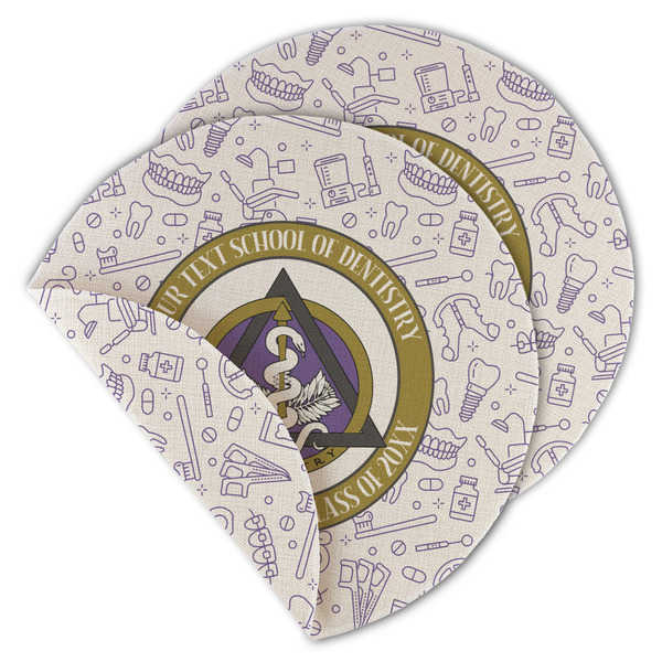 Custom Dental Insignia / Emblem Round Linen Placemat - Double-Sided - Single (Personalized)