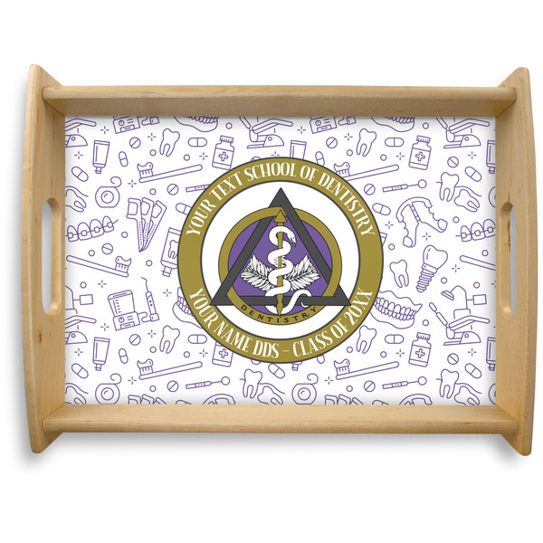 Custom Dental Insignia / Emblem Natural Wooden Tray - Large (Personalized)