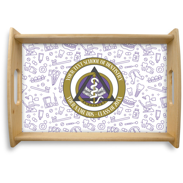 Custom Dental Insignia / Emblem Natural Wooden Tray - Small (Personalized)