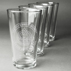 Dental Insignia / Emblem Pint Glasses - Laser Engraved - Set of 4 (Personalized)