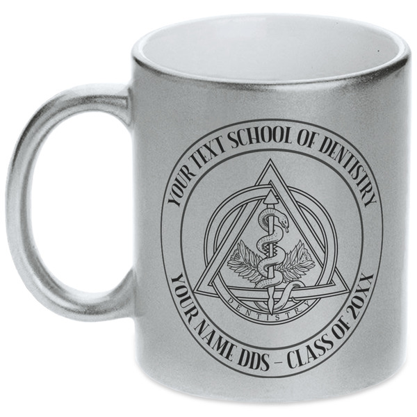 Custom Dental Insignia / Emblem Metallic Silver Mug (Personalized)