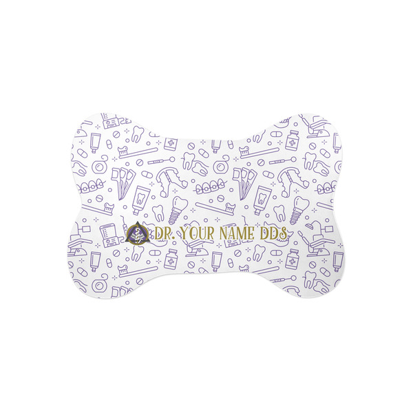 Custom Dental Insignia / Emblem Bone Shaped Dog Food Mat - Small (Personalized)