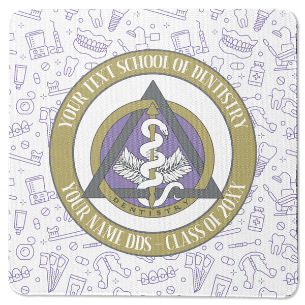 Custom Dental Insignia / Emblem Square Rubber Backed Coaster - Single (Personalized)