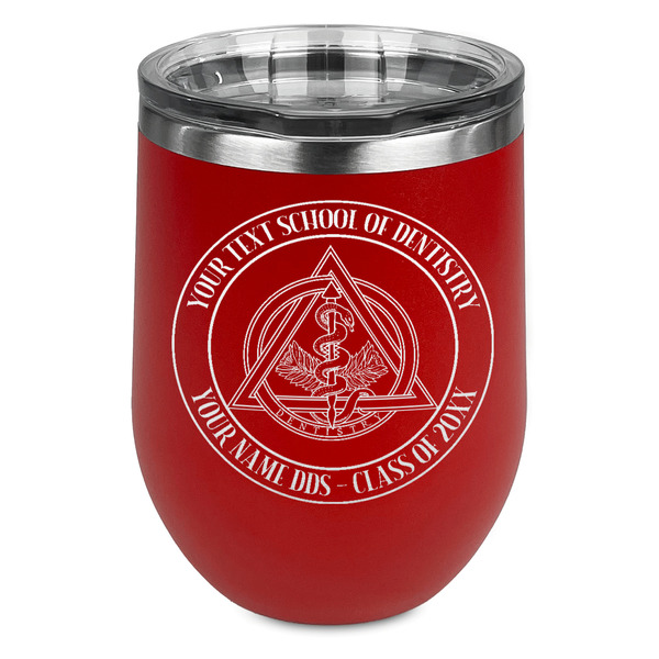 Custom Dental Insignia / Emblem Stemless Stainless Steel Wine Tumbler - Red - Double-Sided (Personalized)
