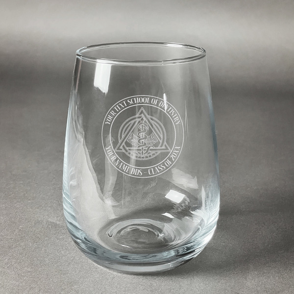 Custom Dental Insignia / Emblem Stemless Wine Glass - Laser Engraved (Personalized)