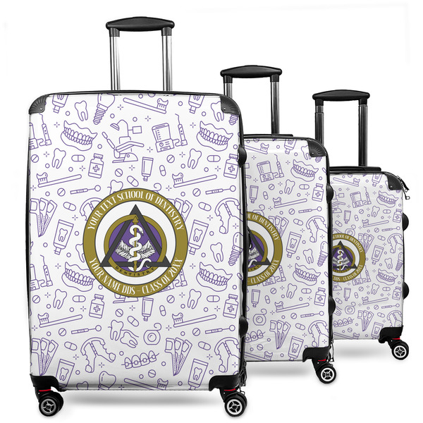 Custom Dental Insignia / Emblem 3-Piece Luggage Set - 20" Carry On - 24" Medium Checked - 28" Large Checked (Personalized)