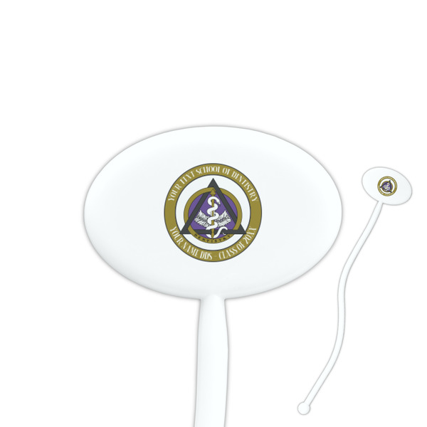 Custom Dental Insignia / Emblem 7" Oval Plastic Stir Sticks - White - Double-Sided (Personalized)