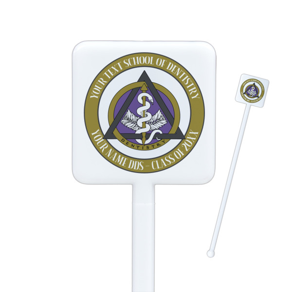 Custom Dental Insignia / Emblem Square Plastic Stir Sticks - Double-Sided (Personalized)