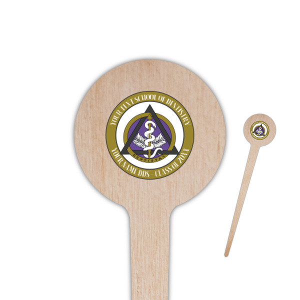 Custom Dental Insignia / Emblem 4" Round Wooden Food Picks - Single-Sided (Personalized)