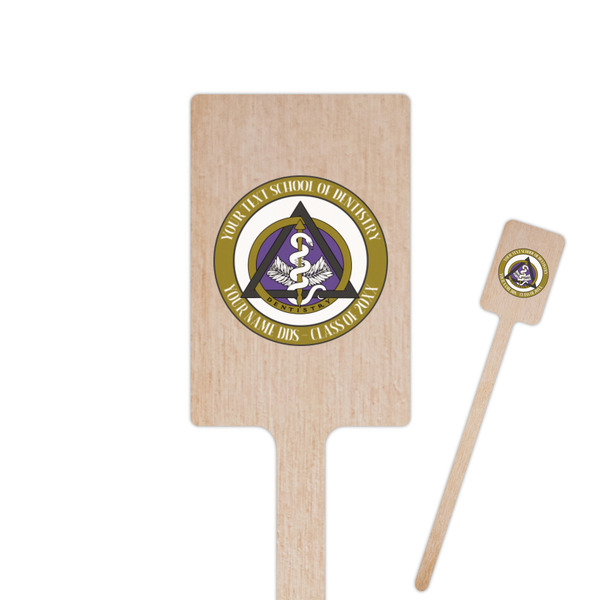 Custom Dental Insignia / Emblem 6.25" Rectangle Wooden Stir Sticks - Single-Sided (Personalized)