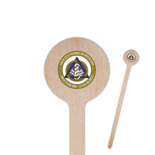 Custom Dental Insignia / Emblem 7.5" Round Wooden Stir Sticks - Single-Sided (Personalized)