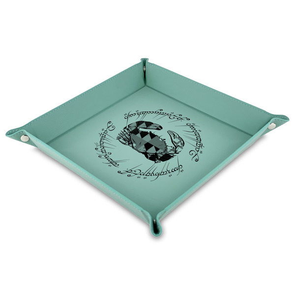 Custom Maryland ME:SBG Crab Logo Faux Leather Dice Tray - 9" x 9"  - Teal