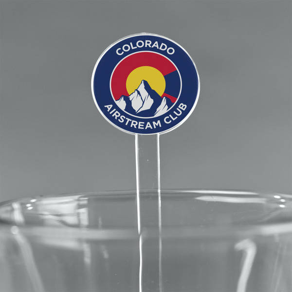 Custom Colorado Airstream Club 7" Round Plastic Stir Sticks - Clear