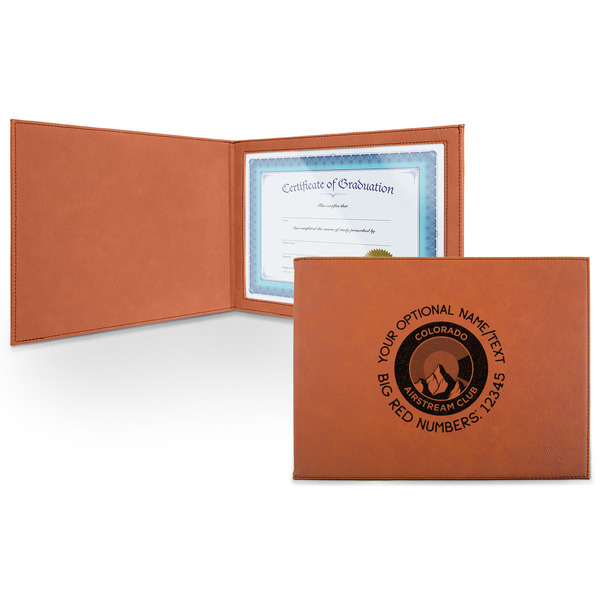 Custom Colorado Airstream Club Leatherette Certificate Holder - Front Only