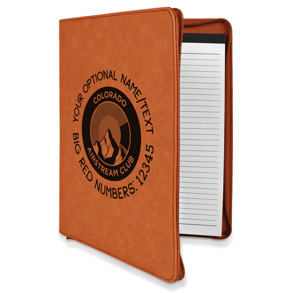 Custom Colorado Airstream Club Leatherette Zipper Portfolio with Notepad