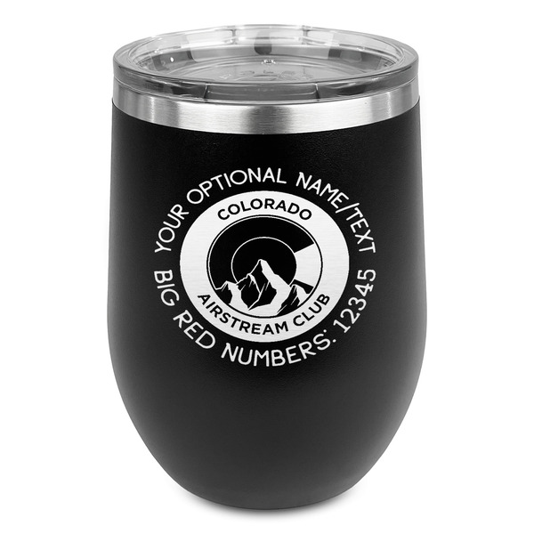 Custom Colorado Airstream Club Stemless Stainless Steel Wine Tumbler - Black - Double-Sided